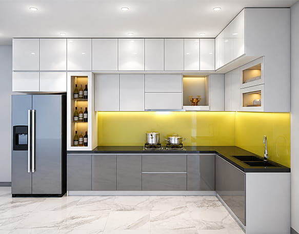 Tủ bếp gỗ MDF An Cường cánh Acrylic