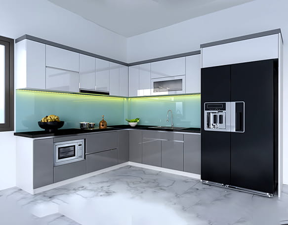 Tủ bếp thùng nhựa cánh Acrylic