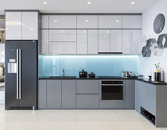 Tủ bếp inox 304 cánh acrylic