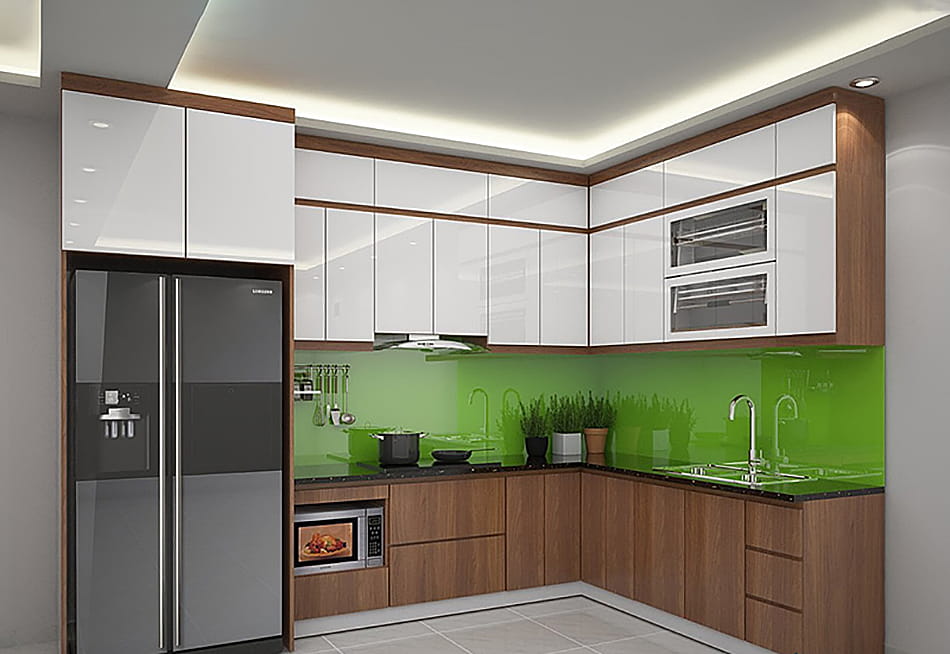 Tủ bếp inox cánh melamine