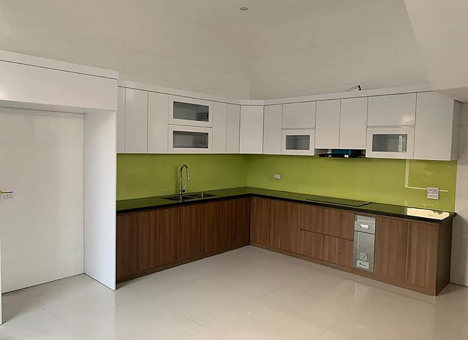 Tủ bếp inox cánh melamine