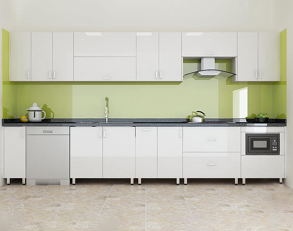 Tủ bếp inox cánh melamine