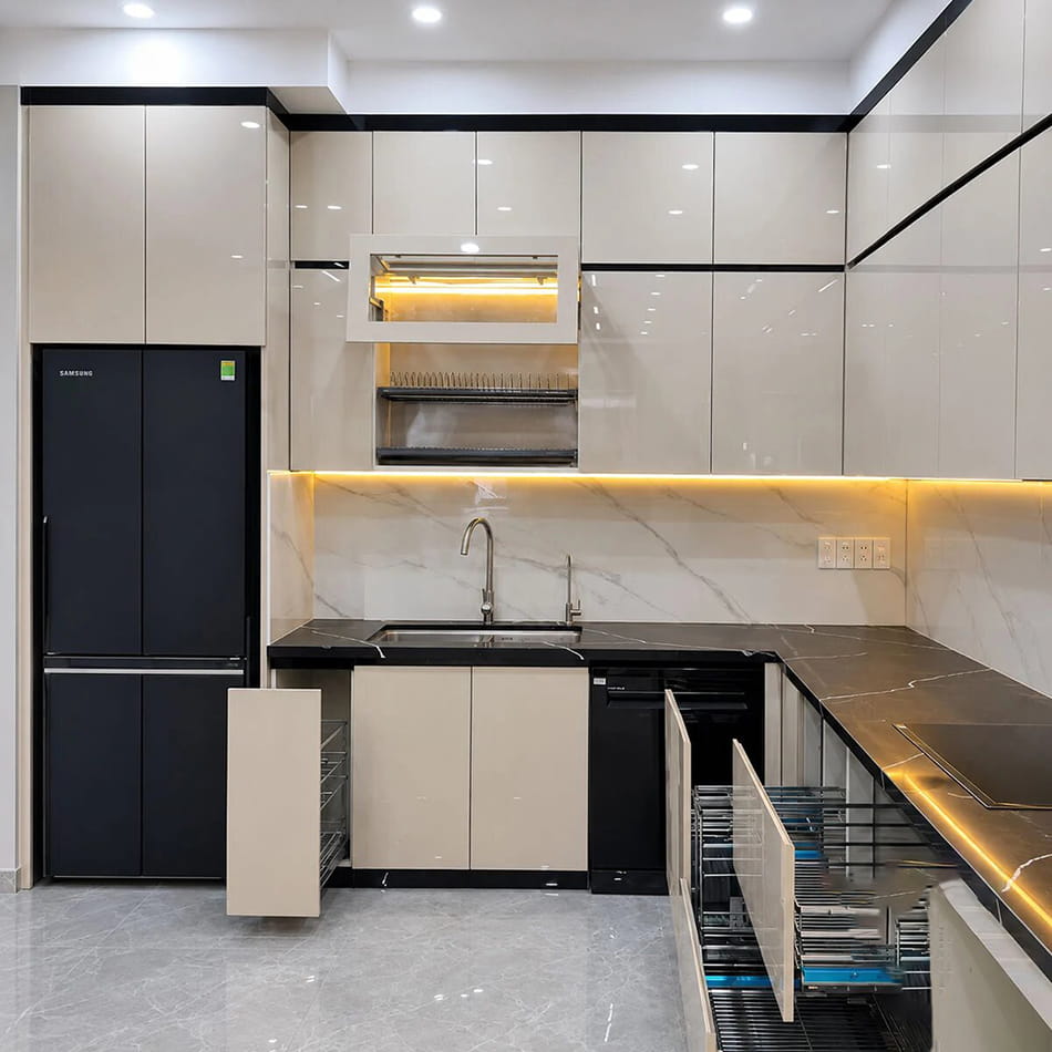 Tủ bếp nhựa cánh MDF phủ Acrylic