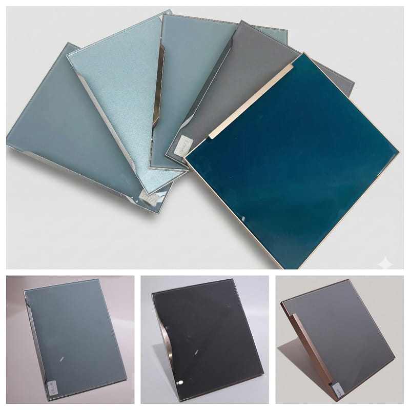 Mẫu màu cánh kính tủ bếp inox
