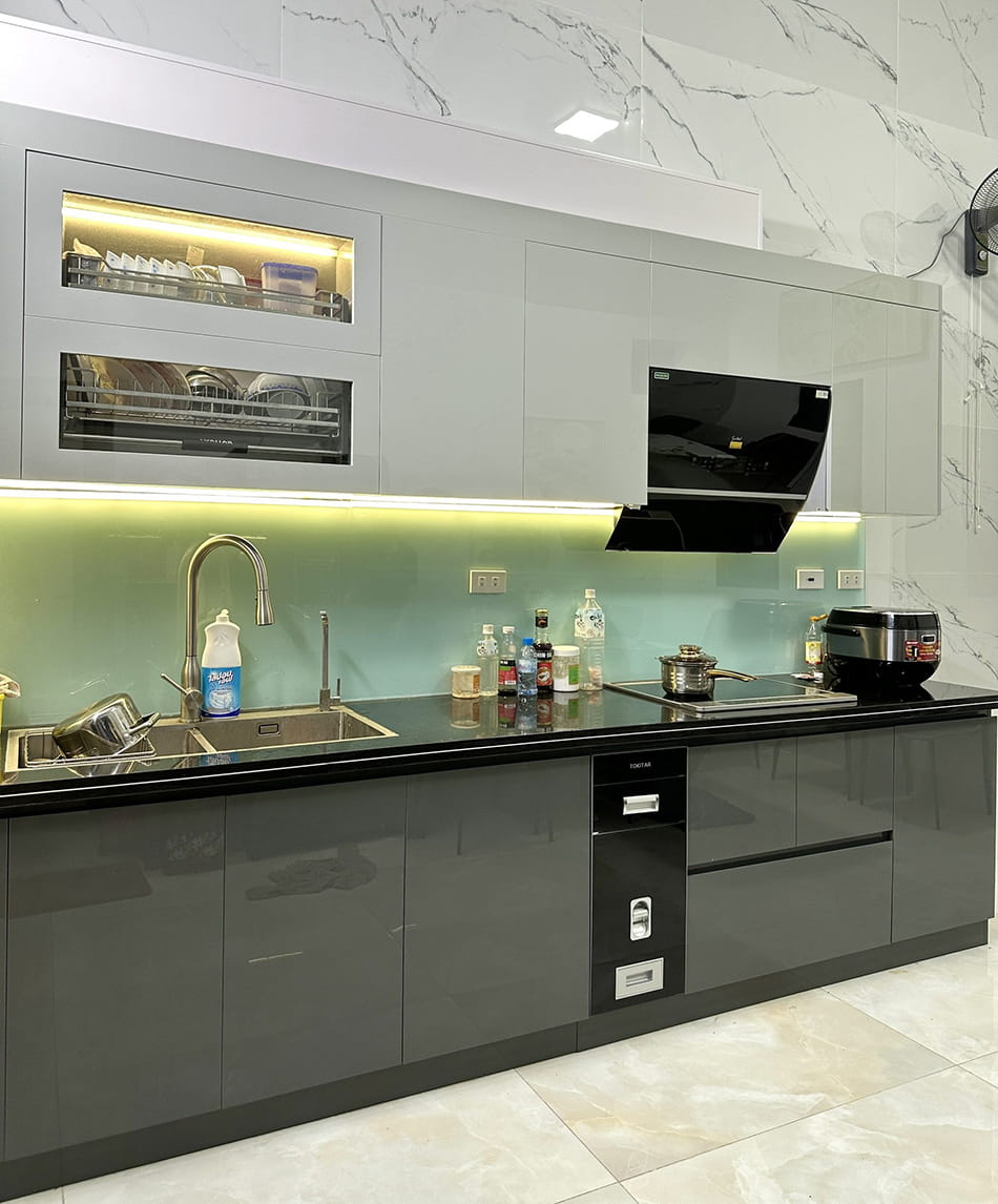 Tủ bếp nhựa PVC cánh Acrylic