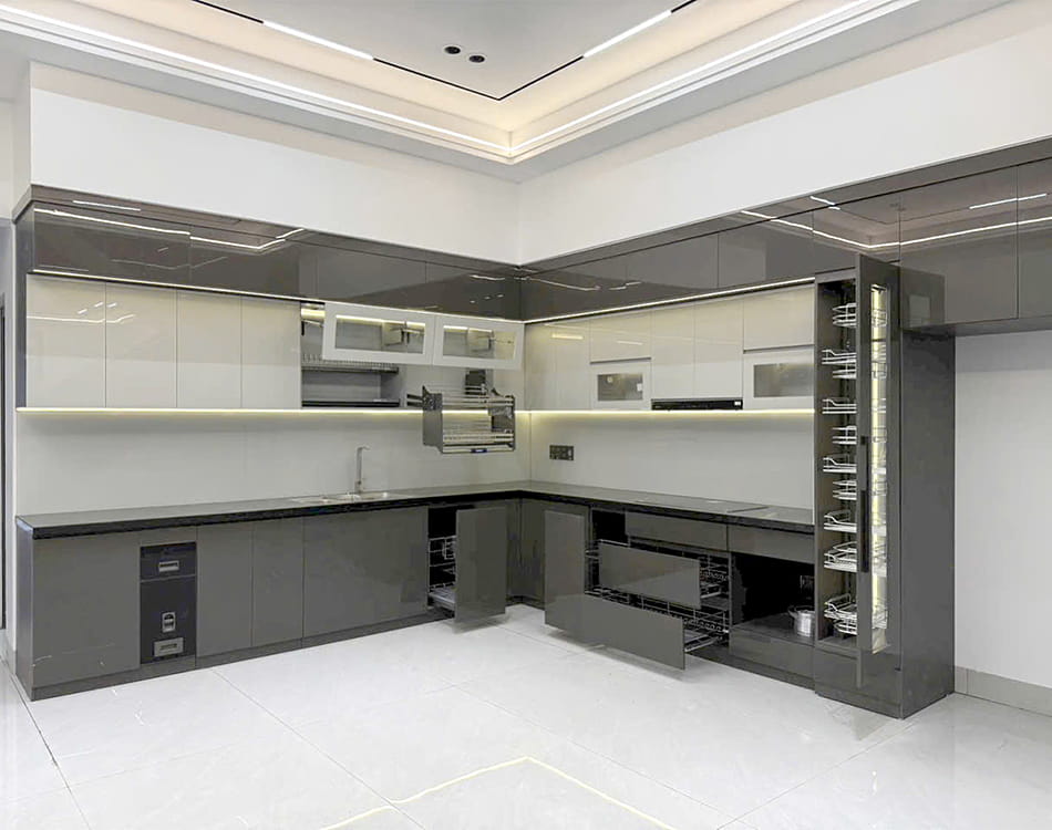 Tủ bếp inox cánh Acrylic