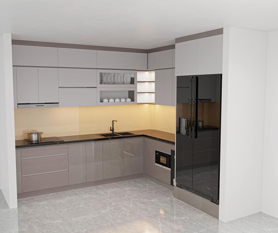 Mẫu tủ bếp inox cánh Acrylic đẹp nhất