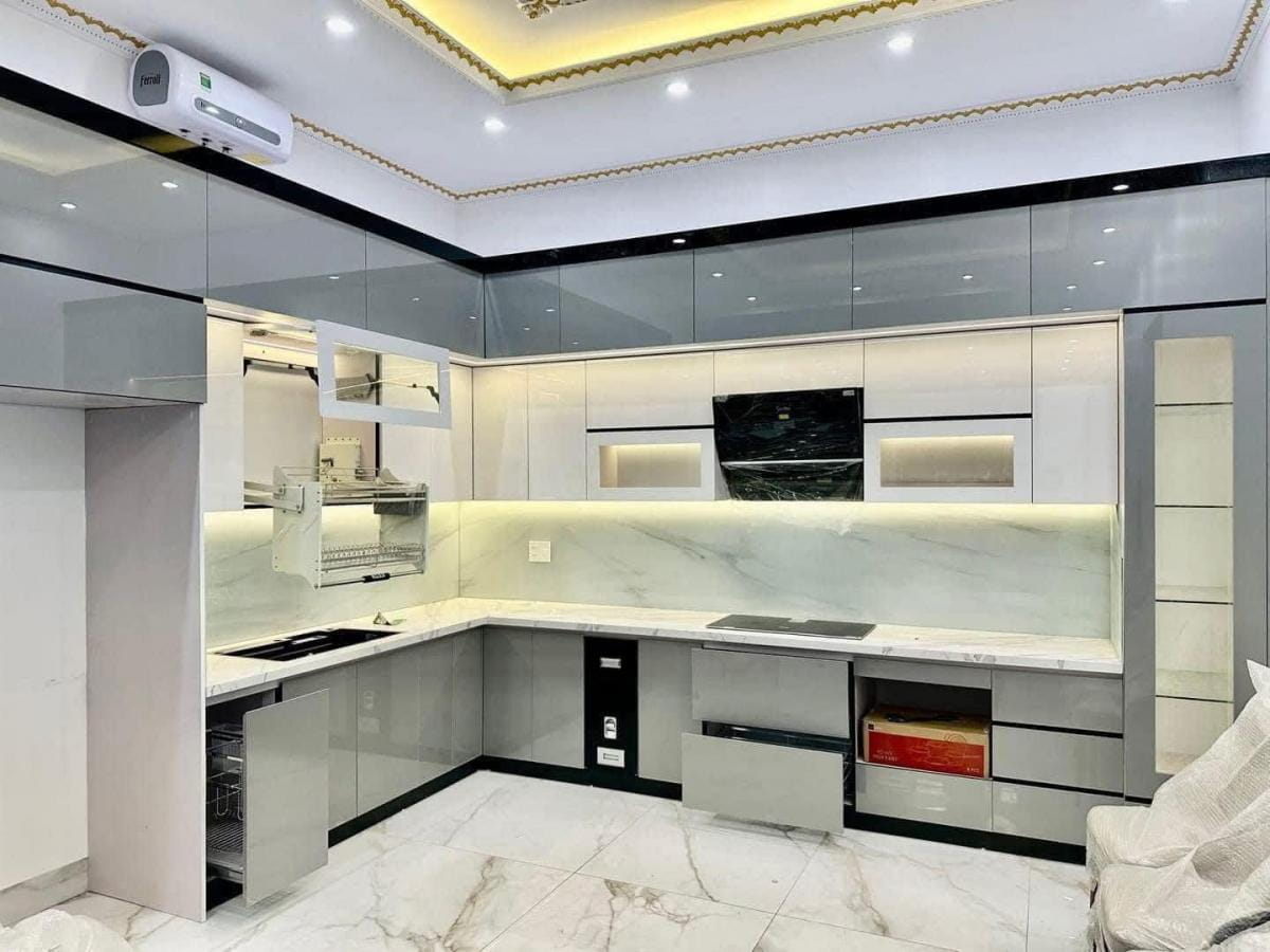 Mẫu tủ bếp inox cánh Acrylic đẹp nhất