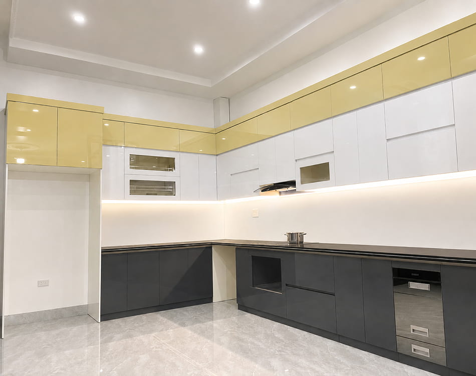 Tủ bếp inox cánh acrylic