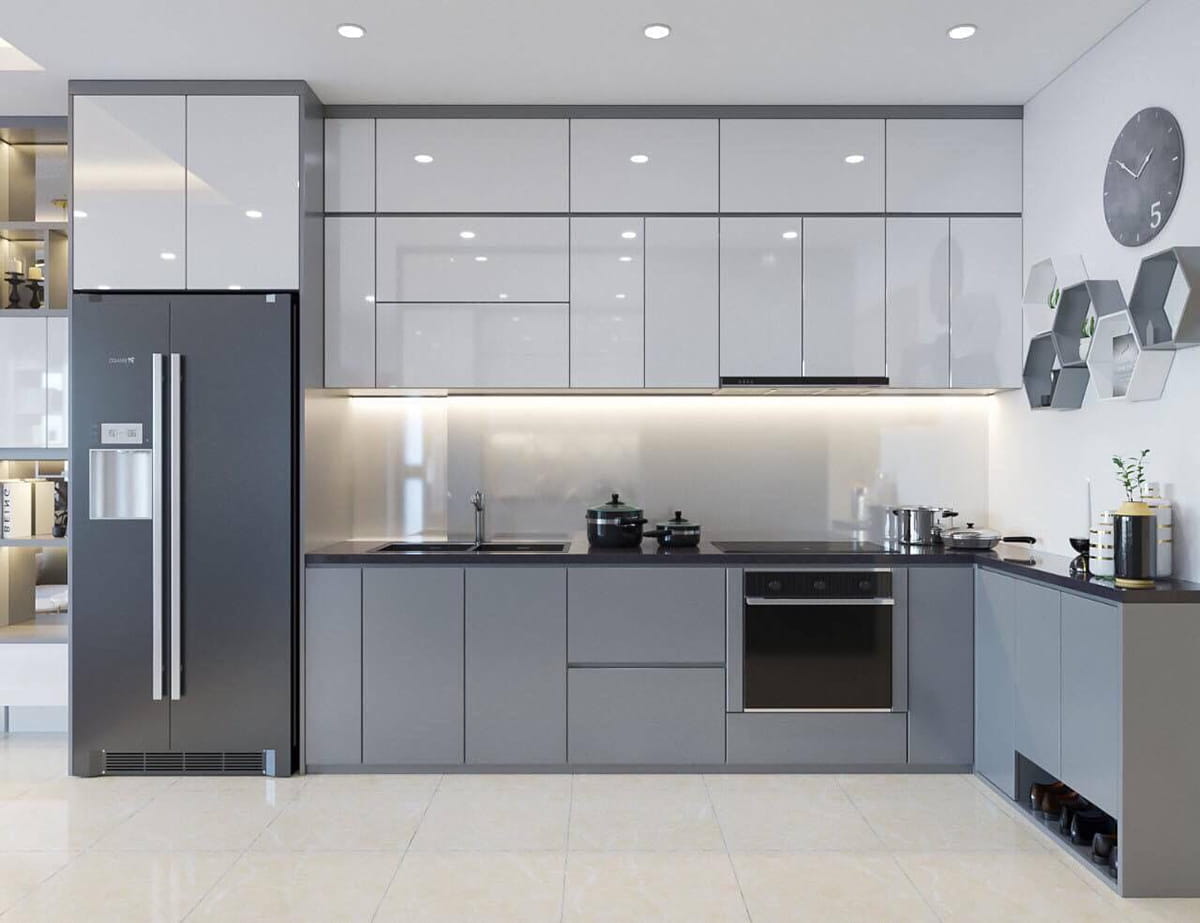 Mẫu tủ bếp inox cánh Acrylic đẹp nhất
