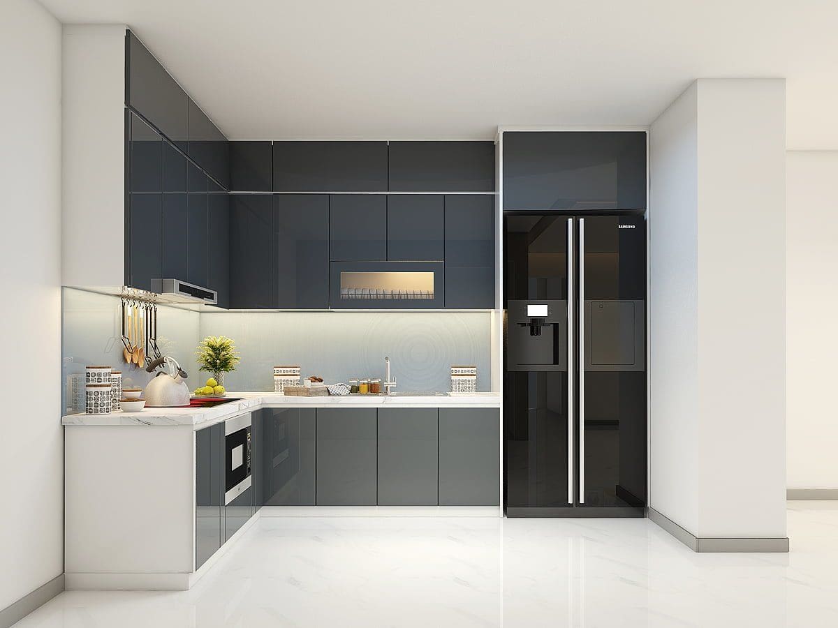 Tủ bếp gỗ công nghiệp MDF cánh phủ Acrylic