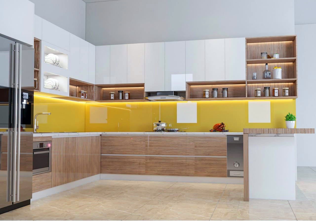 Tủ bếp gỗ MDF phủ melamine chống ẩm