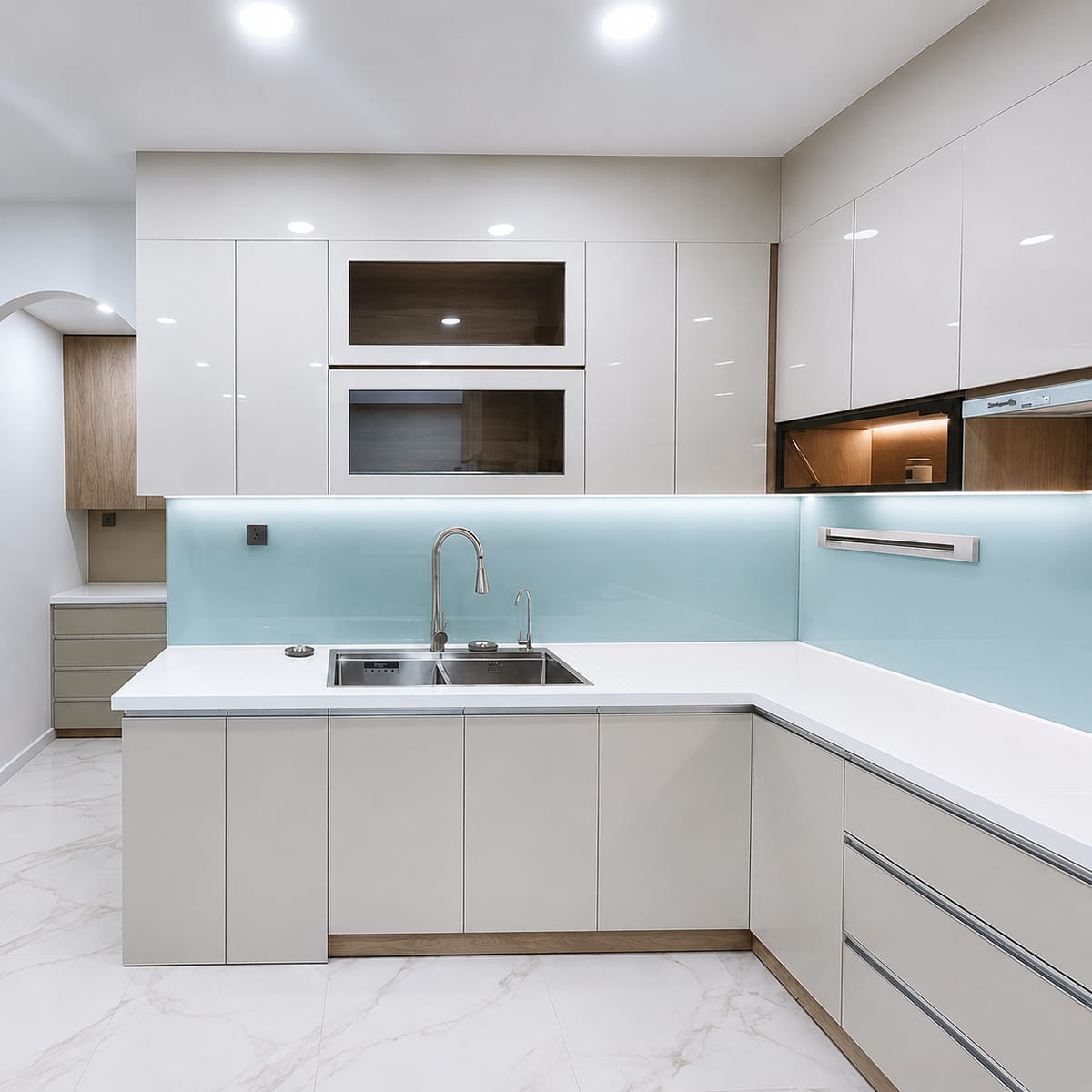 Tủ bếp gỗ MDF cánh Acrylic