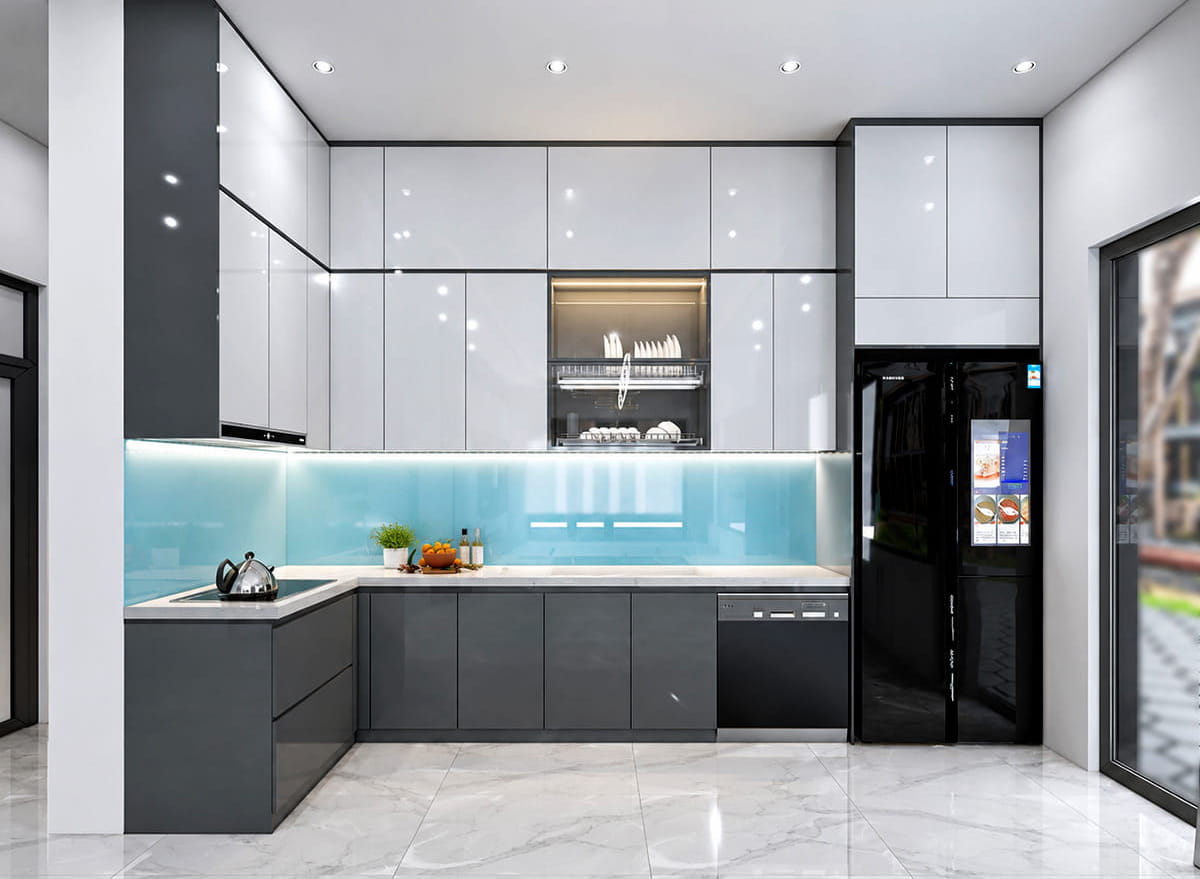 Tủ bếp inox cánh Acrylic