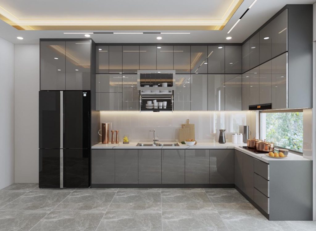 Tủ bếp nhựa cánh Acrylic hiện đại