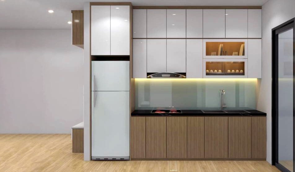 Tủ bếp inox cánh Melamine