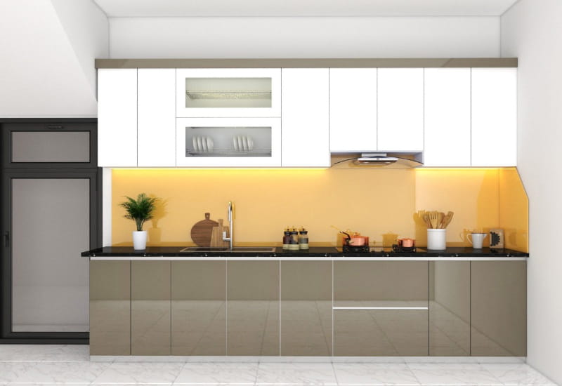 Tủ bếp MDF cánh Acrylic giá rẻ